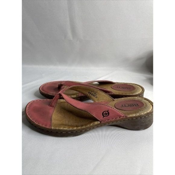 Womens Born Hand Crafted Genuine Pink Leather Thong Sandals Flip Flops Size 9 - Picture 5 of 9